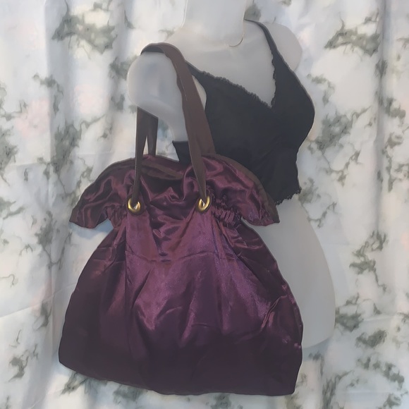 🎒 Purple Satin Cinched Tote Bag - Picture 1 of 10